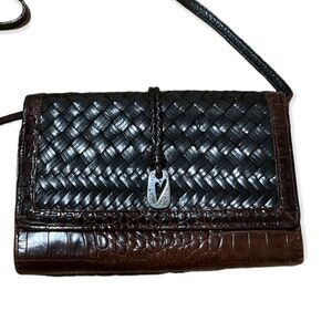 Brighton small wallet/bag Crossbody black and brown woven & crocodile print